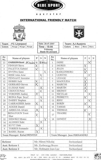 Match programme